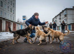 Киржач - В микрорайоне Красный Октябрь на женщину совершили нападение бездомные собаки